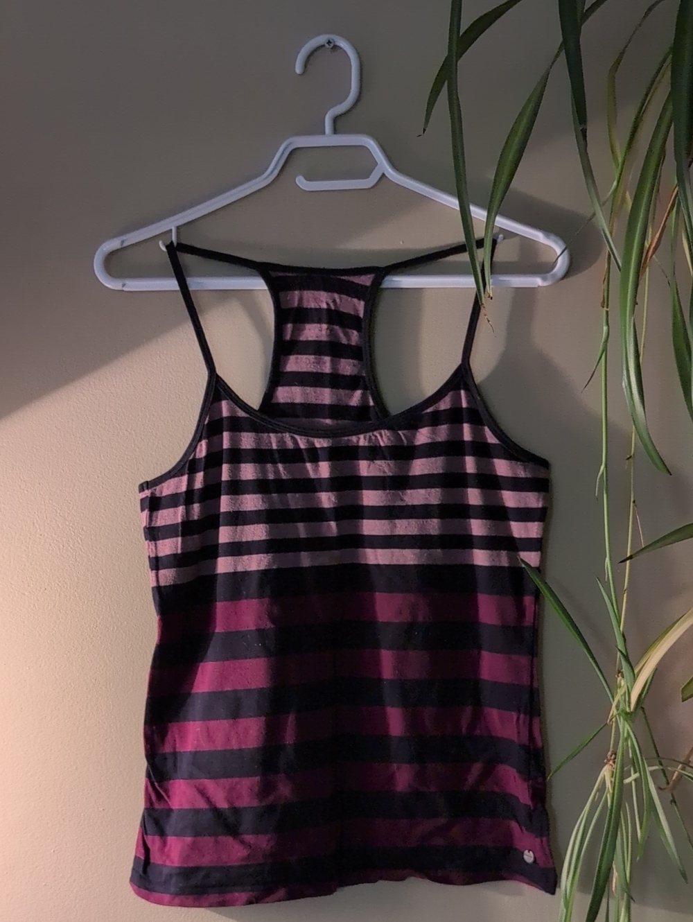 Garage Striped Racerback Tank - Black & Plum